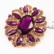 Брошь ''Крупный камень'' с цветными мелкими камнями и стразами,( 5 см) 222093(15) фото