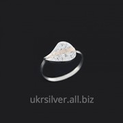 Серебряное кольцо Листик фото