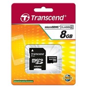 8Gb Transcend карта памяти microSDHC, Class 4, Адаптер SD, TS8GUSDHC4 фото