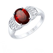 Серебряное кольцо с фианитами и гранатом SOKOLOV 92011557 фото