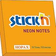 Бумага для заметок с клеевым краем STICK'N HOPAX , 76*76 мм, ярко-оранжевый, 100 л фотография