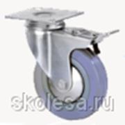 Колесо аппаратное серая резина SCgb25 Колесная опора поворотная с тормозом d50 мм для медицинской мебели фото