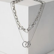 Кулон 'Цепь' два кольца, карабин, цвет серебро, 45 см фотография