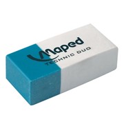Ластик MAPED (Франция) “Technic Duo“, 39х17,6х12,1 мм, бело-синий, прямоугольный, синтетический каучук, 511710 фото