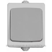 Выключатель СВЕТОЗАР “АВРОРА“ одноклавишный, IP44, цвет серо-белый, 10А/~250В фотография