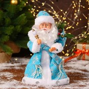 Дед Мороз “В синей шубке с подарками“ двигается с подсветкой, 30 см фотография