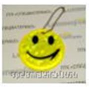 Брелок “SMILE“ светоотражающий “мягкий пластик“ (PVC), всепогодный, цвет: флуоресцентный лемонно-жёлтый, D=6 сm (+крепление) фотография