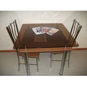 Стеклянный обеденный стол «бронзовый квадрат»№30