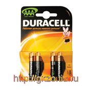 Батарейка DURACELL AAA LR3, 4шт на блистере фото