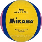 Мяч для водного поло "MIKASA W6000W" р.5,муж., FINA Approved, резина, вес 400-450гр, желт-сине-роз