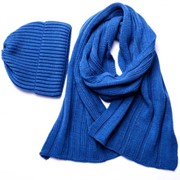 Шерстяной мужской комплект: шапка + шарф № 1 фото