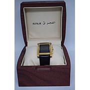 Мусульманские наручные часы Аль-Фаджр (ALFAJR) черный кожаный ремень