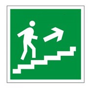 Знак эвакуационный "Направление к эвакуационному выходу по лестнице НАПРАВО вверх", квадрат 200х200 мм,