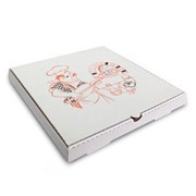 Коробка для пиццы 33*33*4см, беленая с рисунком ( 50шт/уп)
