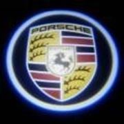 Подсветка дверей с логотипом Porsche