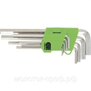Набор ключей имбусовых HEX, 2-12 мм, 45x, закаленные, 9 шт, короткие, никель Сибртех фото