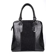 Женская черно-синяя сумка из натуральной кожи и натуральной замши фото