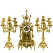 Часы каминные с маятником и 2 канделябра на 5 свечей, 3 предм.