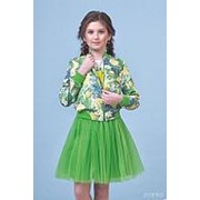 Комплект Зиронька 8002-3 р.134-146 см зеленый (куртка+джемпер+юбка) фото