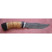 Нож “Барс“ (береста+дерево венге) дамасская сталь + чехол из натуральной кожи фото