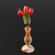 Ваза Тюльпан (3 цв.) на подставке с росписью, селенит, 21*10 см фото