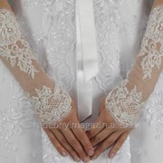 Перчатки свадебные №213, айвори (средней длины) фото