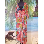 Женская пляжная накидка цветная с листьми