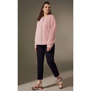 Розовая меховая куртка для полных девушек A 00304 р. 56-62 фото
