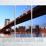 Модульна картина на полотні Манхеттен. Вечерній міст код КМ80120-084 фото
