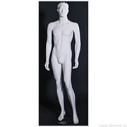 Манекен мужской стилизованный, скульптурный белый, для одежды в полный рост, стоячий прямо, классическая поза. MD-MW-14