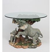 ALf 09011 статуэтка“слон и слоненок у дерева“+ стекло (42*50*59*64) (781545) фотография