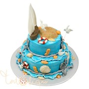 Детский торт Морской с кораблем №360 фото