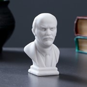 Бюст Ленин средний 9х6см, белый / мраморная крошка фото