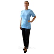 Комплект "Лайт 2пр" голубой с черным (футболка и брюки)