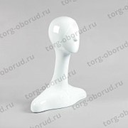 Манекен голова женский для шапок, с волосами (парик отдельно) Г-403(бел) фото