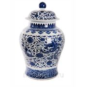 Чайная ваза с ручной росписью “пионы и драконы“, керамика, 40х40х70 (675467) фото