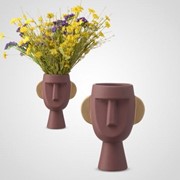 Керамическая Бордовая Ваза-Лицо фото