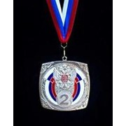 Медаль наградная с лентой, 50х50 мм цвет серебро фотография