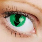 Линзы Fusion Fancy кошачий глаз зеленый, цветные карнавальные, декоративные, клубные, театральные. фото