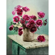 Набор для вышивания крестиком картина 40-50 см яркие розовые цветы фотография