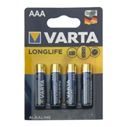 Батарейка алкалиновая Varta LongLife, AAA, LR03-4BL, 1.5В, блистер, 4 шт. фото