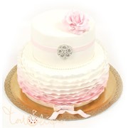 Свадебный торт с розовыми цветами №90