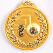 Медаль рельефная баскетбол - золото фото