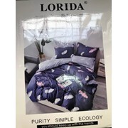 Постельное белье Lorida фиолетовое с принтом бело-розовые перья 2 спальное фотография
