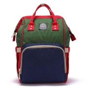 Сумка-рюкзак для мамы Baby Mo с USB, красно-зелёный фото