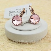 Серьги с кристаллом Swarovski Rivoli Rose розовая позолота фото