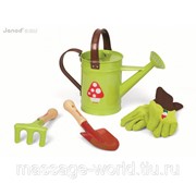 Набор JANOB Маленький садовник, зеленый(лейка, перчатки, лопатка, грабельки) фото