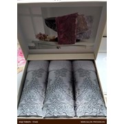 Набор полотенец-салфеток в подарочной упаковке 30х50 3 шт. Tivolyo Home REGINA хлопковая махра серый фотография