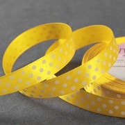 Лента атласная 'Горошек', 15 мм x 22 ± 1 м, цвет жёлтый 132 фото