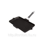 Сковорода для гриля прямоугольная, черная с силиконовой ручкой 34х21 см (656444) фото